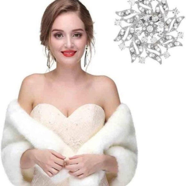 Faux Fur Shawls Wraps White